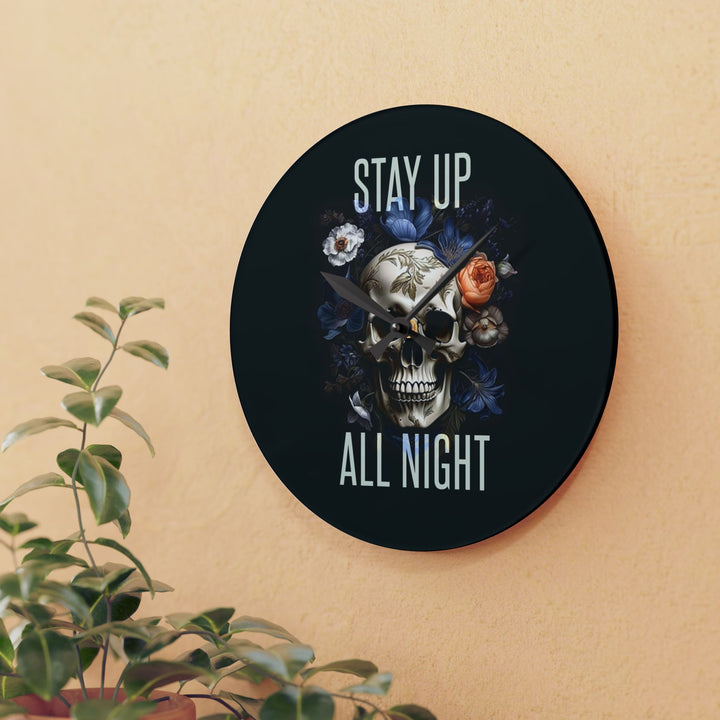 “Stay Up All Night” Skull Acrylic Wall Clock