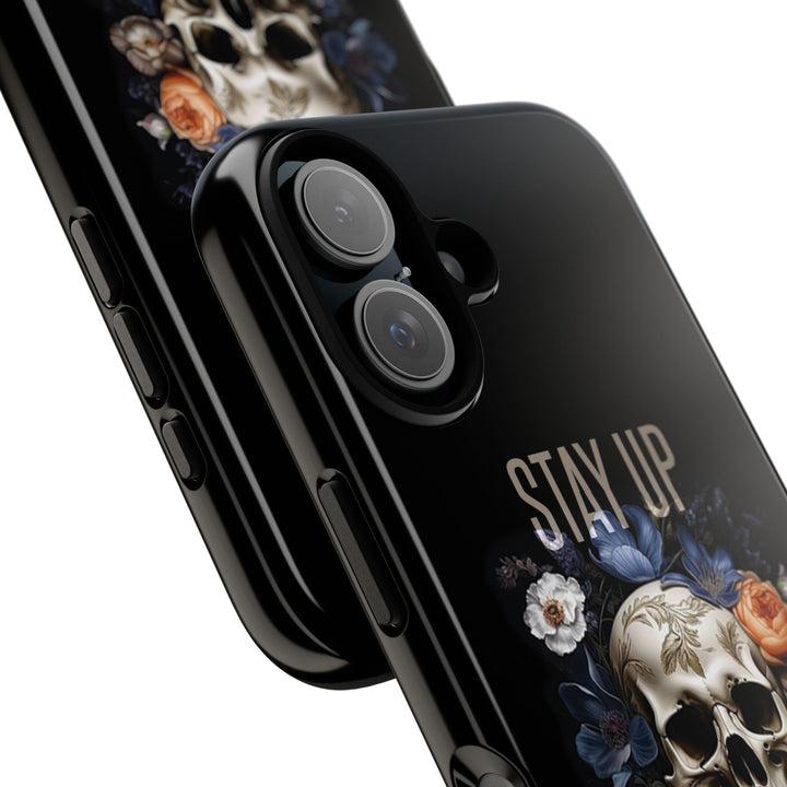 Skull Phone Case - Stay Up All Night, Edgy Phone Cover, Tough Phone Protector, Gift for Students, Goth Aesthetic Accessories