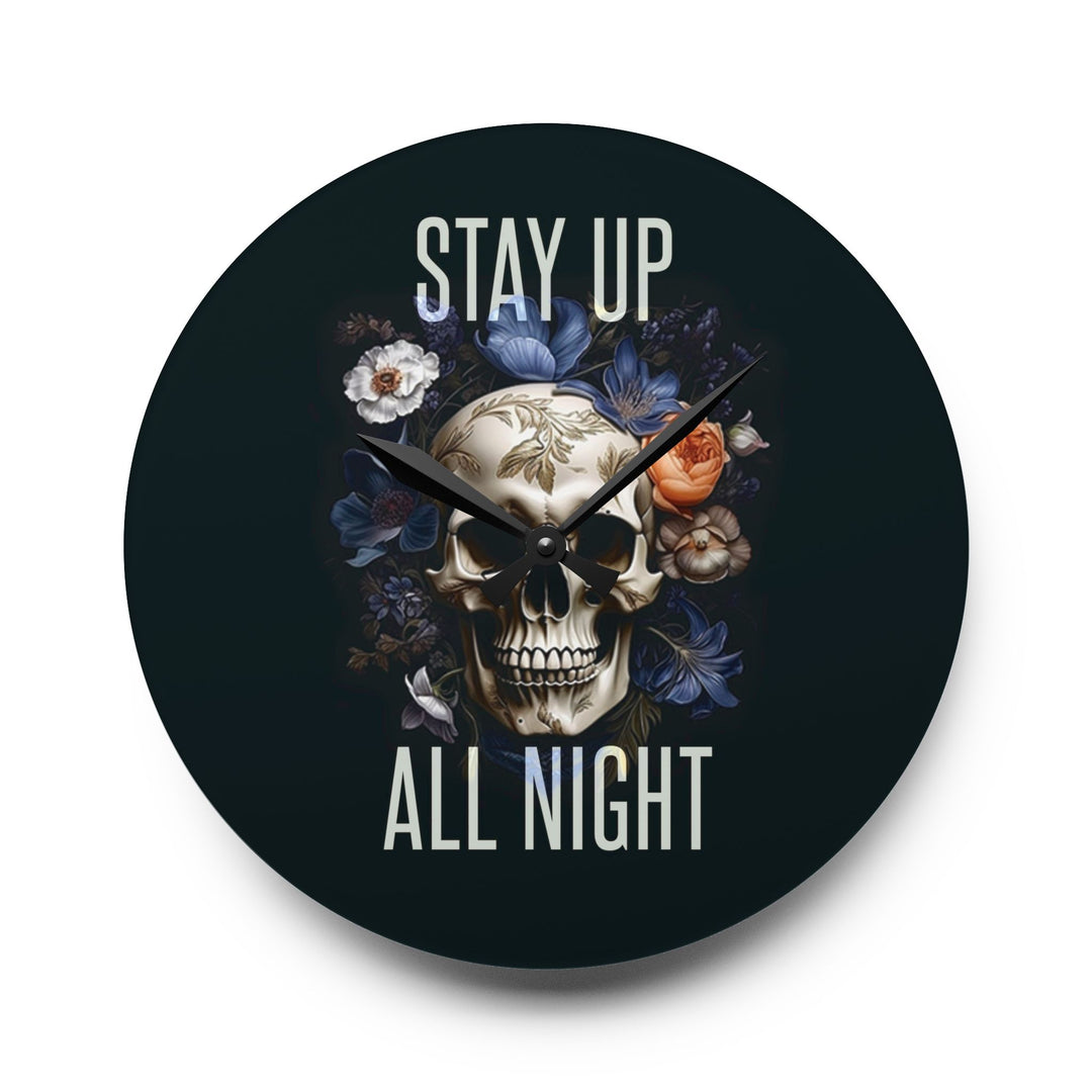 “Stay Up All Night” Skull Acrylic Wall Clock
