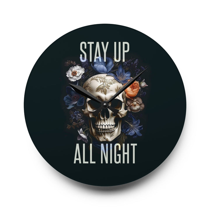“Stay Up All Night” Skull Acrylic Wall Clock